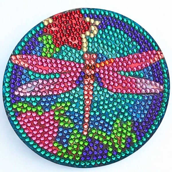 Diamond-painted Dragon fly coaster