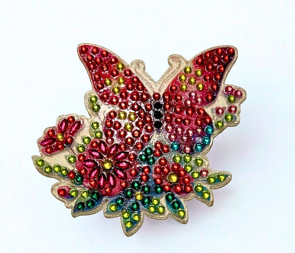 Diamond-painted red Butterfly Fridge Magnet