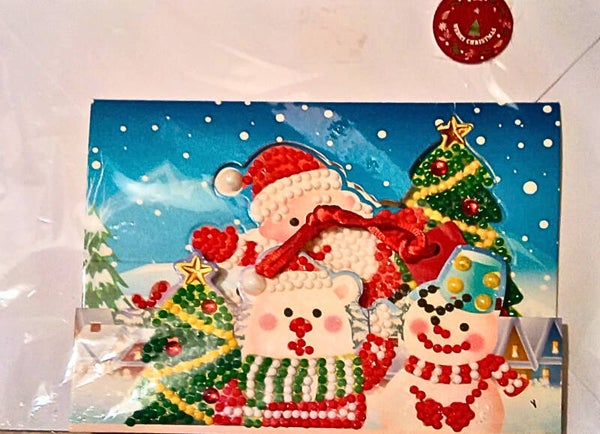 Santa with a snowman and polar bear pop up Christmas card