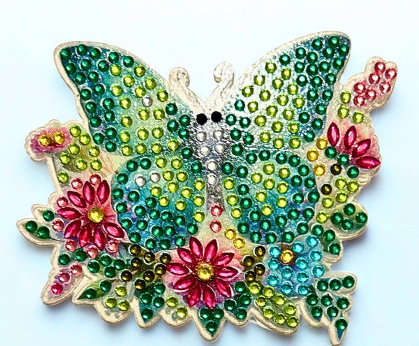 Diamond-painted green Butterfly Fridge magnet