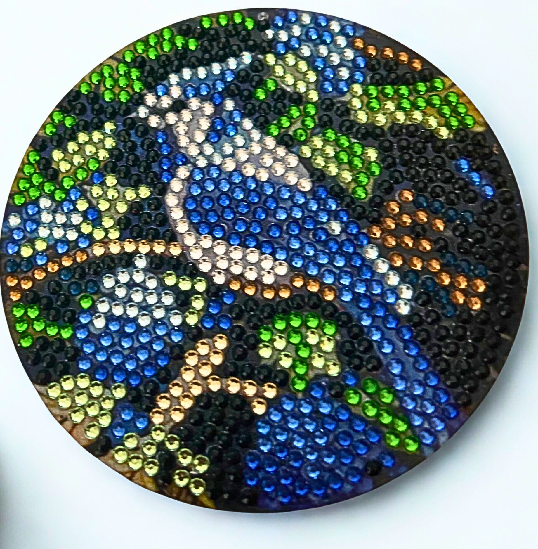 Diamond-painted Blue jay bird coaster