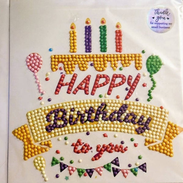 Diamond painted Happy Birthday card