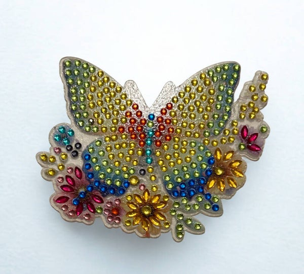 Diamond-painted yellow  Butterfly Fridge magnet