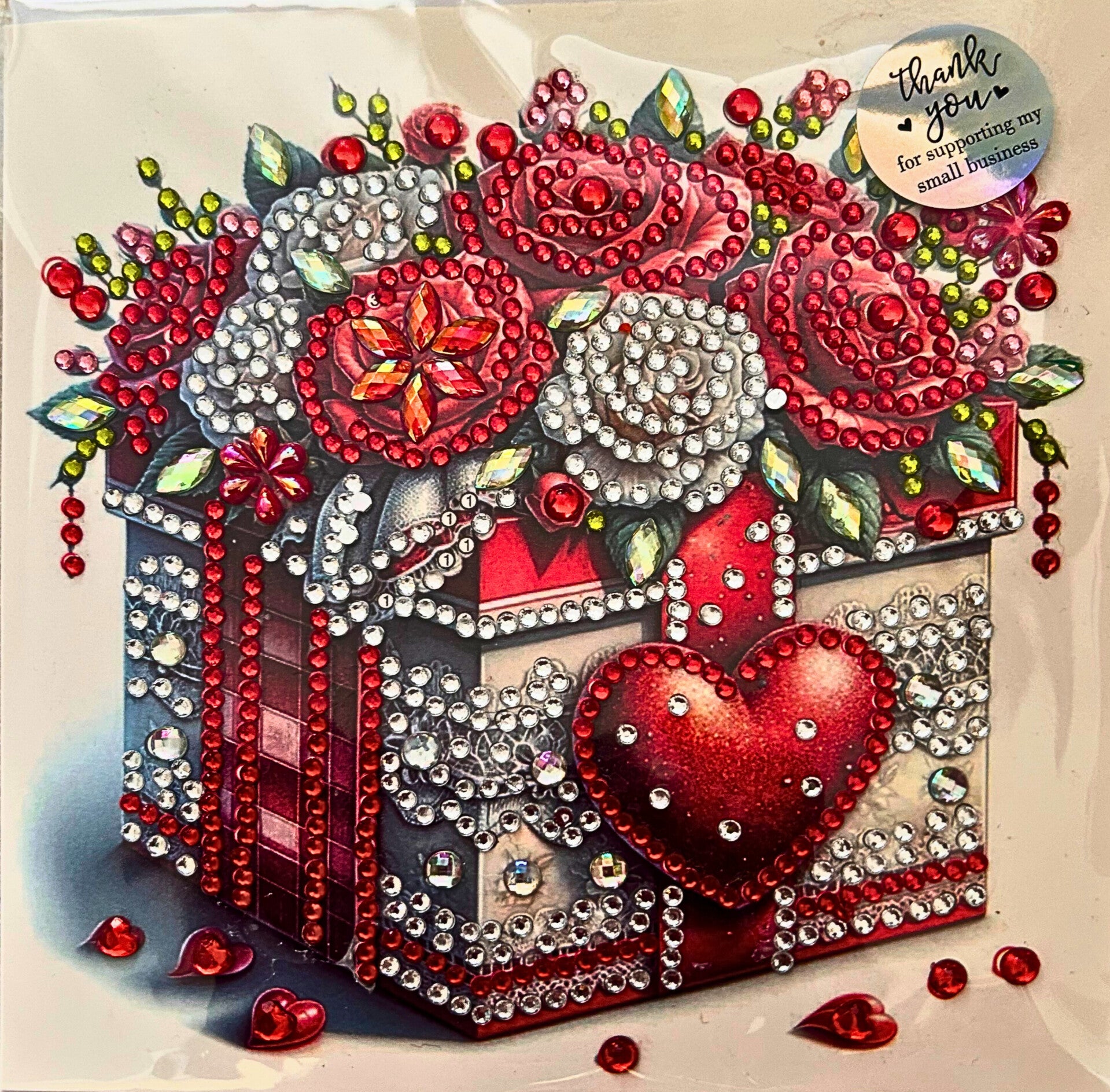 Diamond-painted love in a box Valentines day card