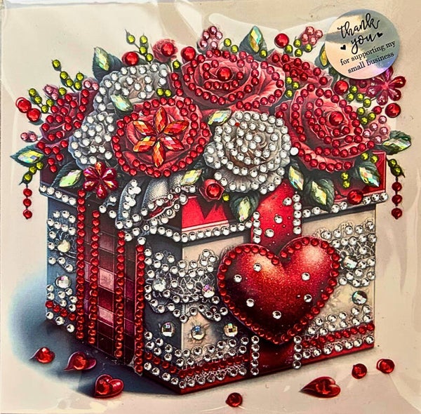 Diamond-painted love in a box Valentines day card