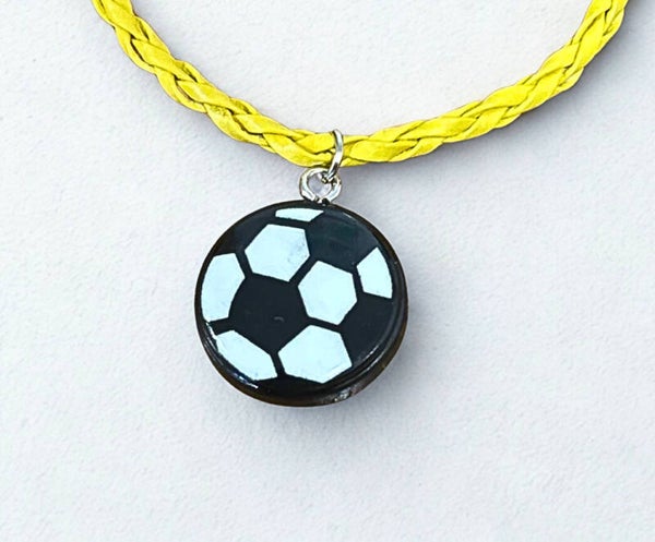 Hypoallergenic Silver-plated yellow bracelet with Football charm