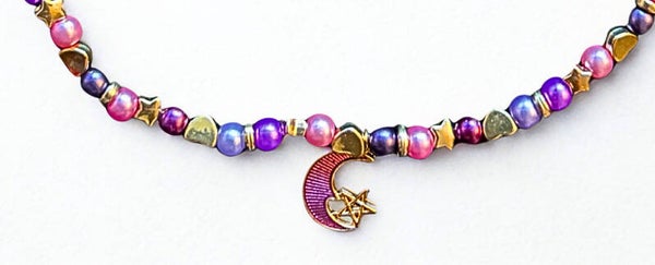 Hypoallergenic Gold-plated moon and star heart necklace