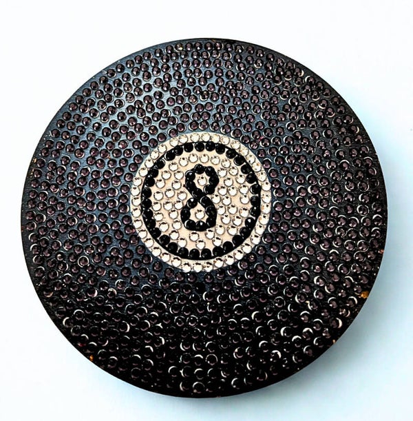 Diamond-painted Pool black 8 ball coaster