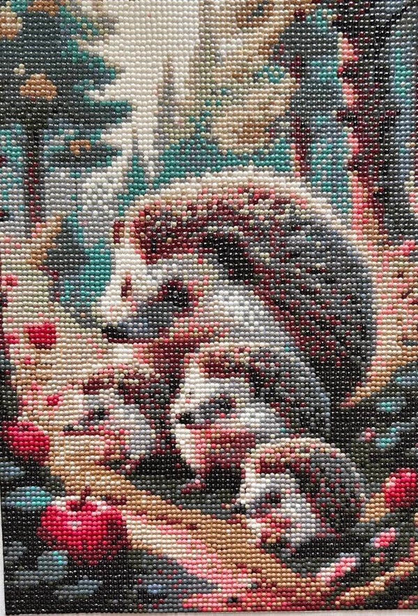 Diamond-painted Mum and Baby Hedgehogs
