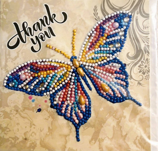 Diamond-painted Butterfly Thank You  card
