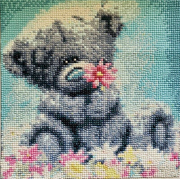 Diamond-painted me to you bear with pink flower