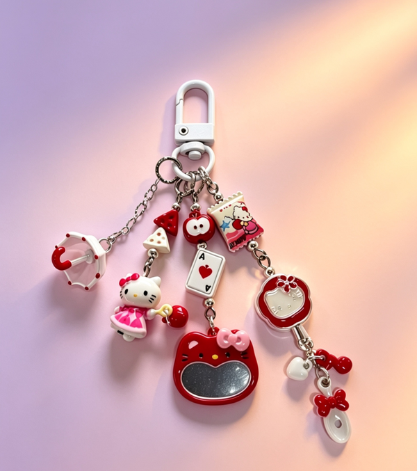Kitty"Sweet Life" Alloy Metal Phone Charm & Keychain