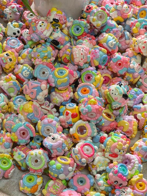 Hand-painted 3D Beads/ Character beads/ Heavy painting beads/ 3D Drawing.