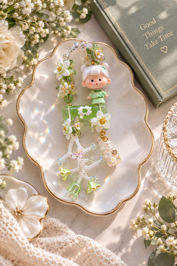 Vuuyoo Green handmade floral keychain