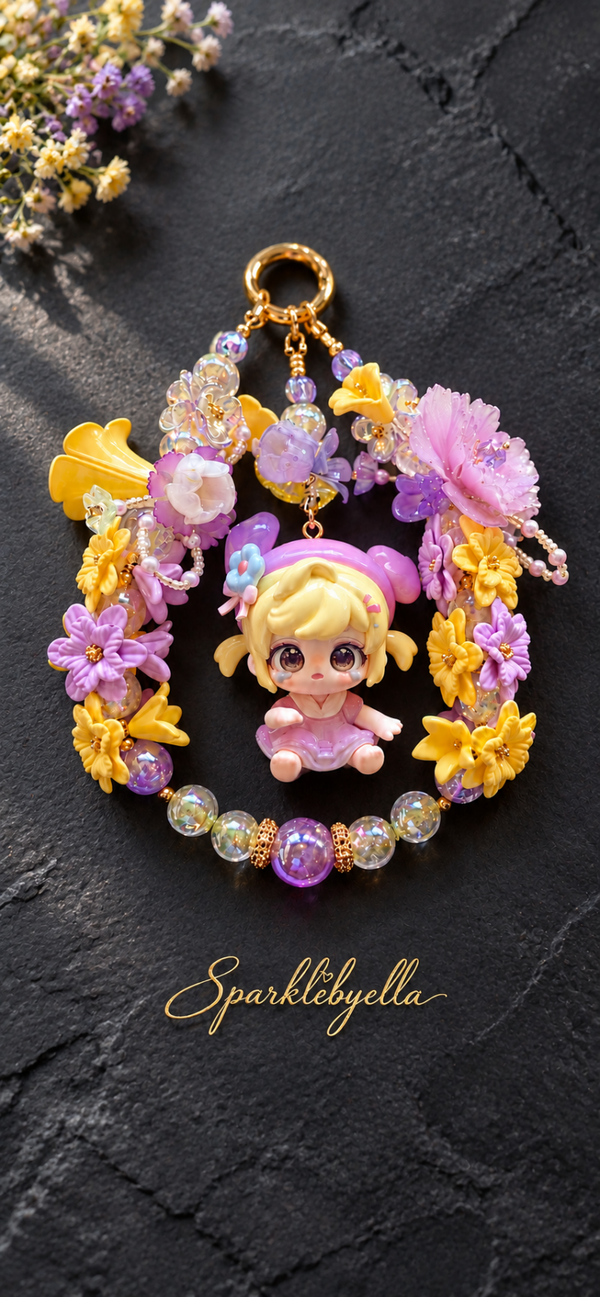 Lilac & Sunshine Floral Doll Bag Charm