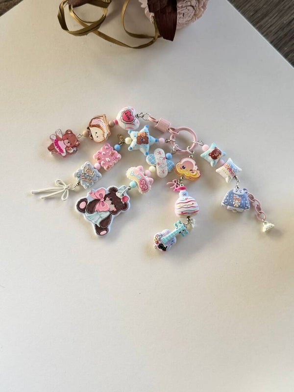 Pastel Decora Teddy Bear Phone & Bag Charm Strap