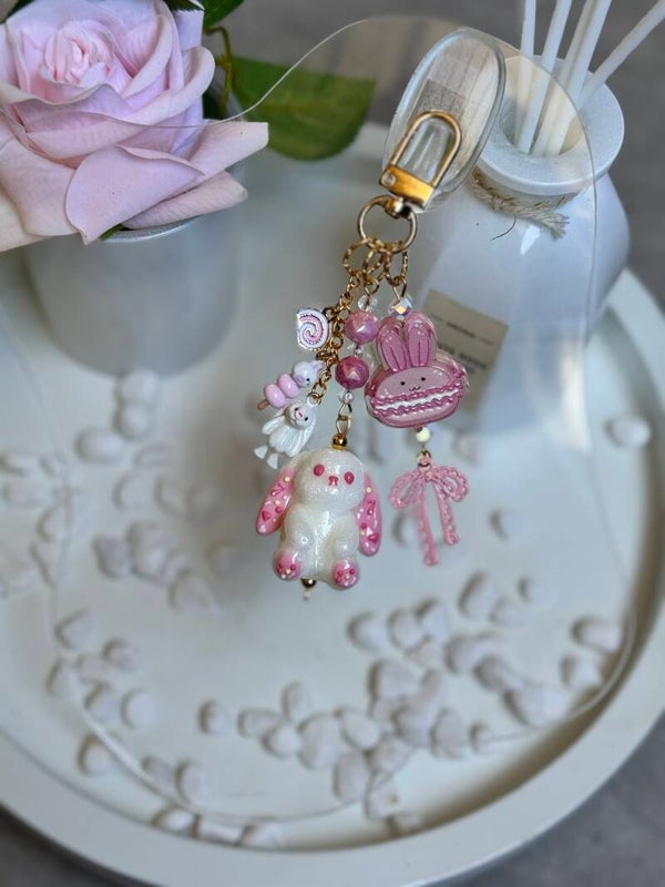 White Bunny Keychain