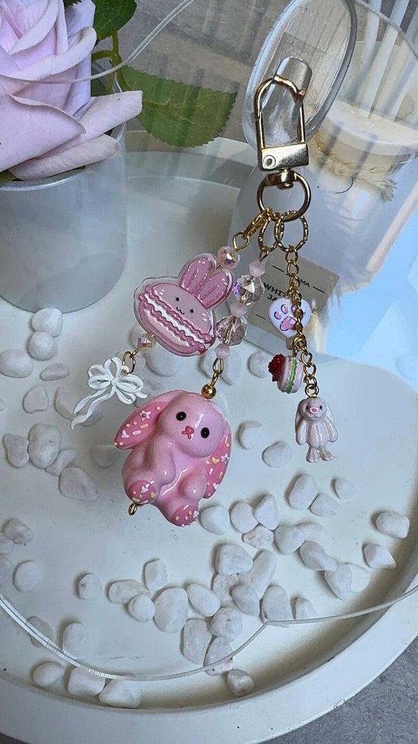 Pink Bunny Keychain