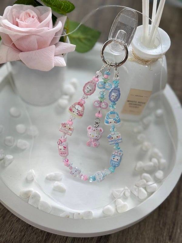 pastel kitty metal beads chain