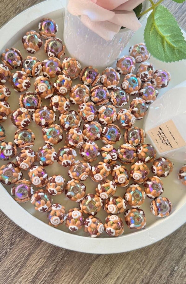 10pcs Clear HandPainted Beads