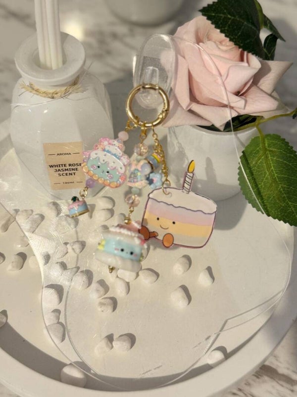 Sweet JC handpainted Cake Keychain