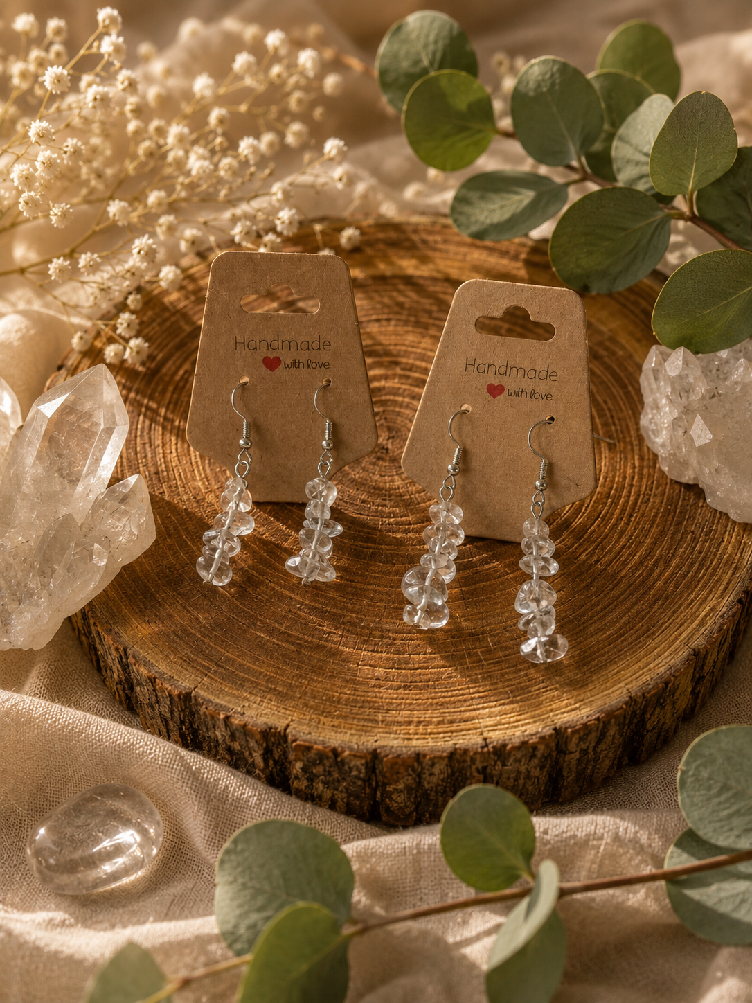 Oorbellen Chipped Hangers Bergkristal