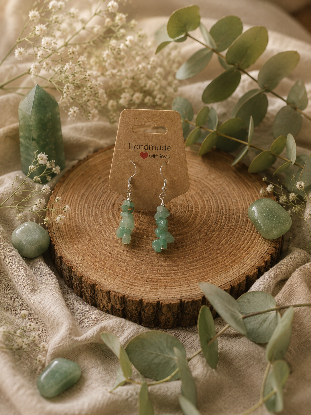 Oorbellen Chipped Hangers Groene Aventurijn