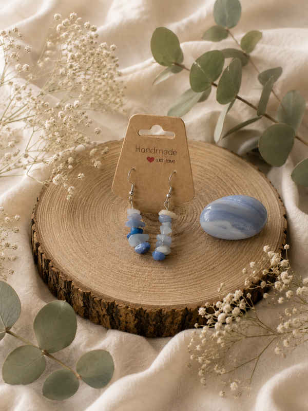 Oorbellen Chipped Hangers Blauwe Kwartsiet
