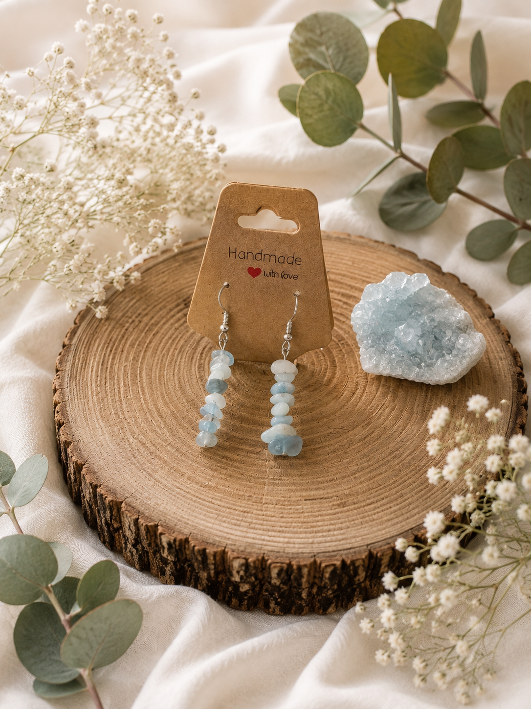Oorbellen Chipped Hangers Aquamarijn