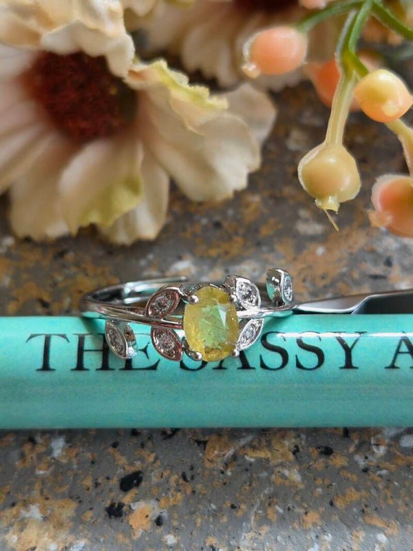 Verstelbare Ring met Gele Saffier