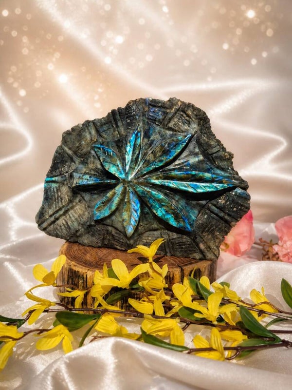 Labradoriet Ruw met Blad Carving