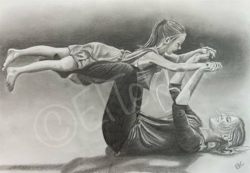 Opdracht tekenen potloodtekening danseres met kind.