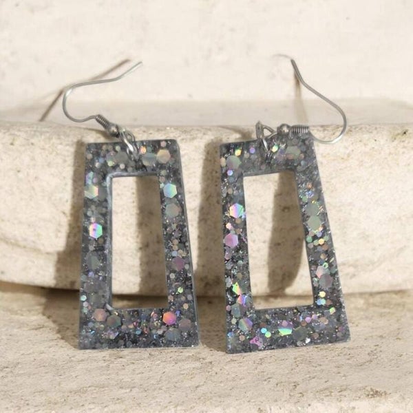 Epoxy oorbellen rechthoek