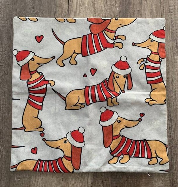 Kerst kussenhoes teckel