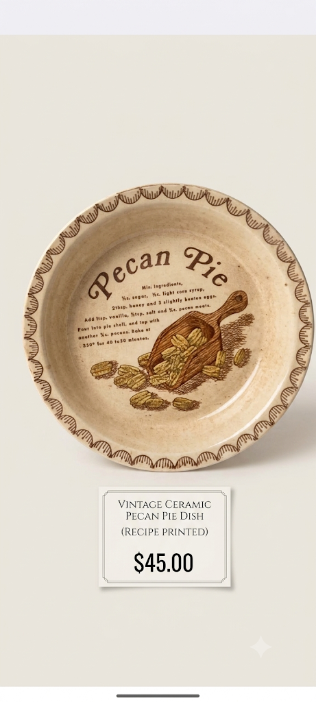Vintage Ceramic Pecan Pie Dish