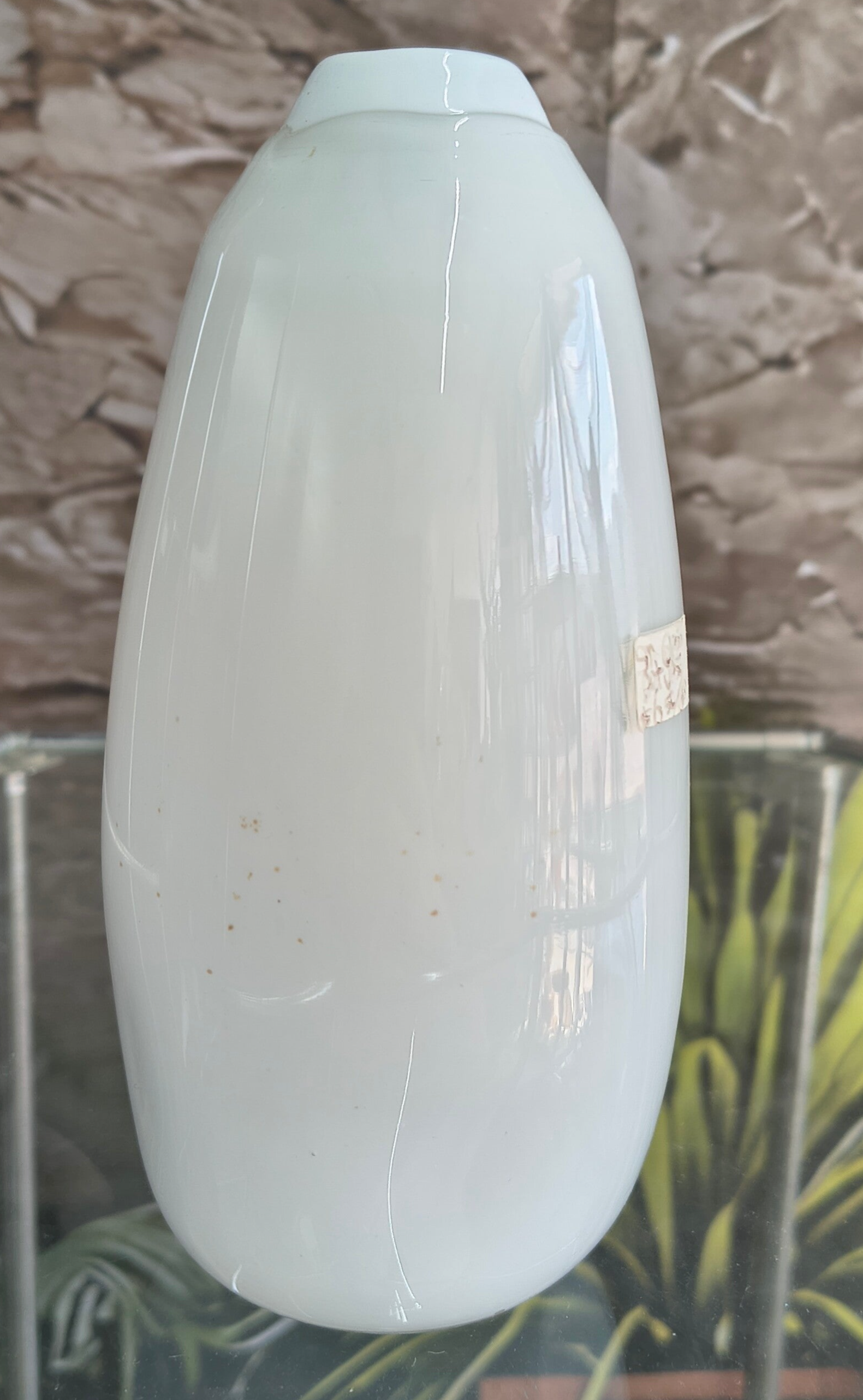 Vintage White Milk Glass Bullet Bud Vase - Mid-Century Modern (~6.75")