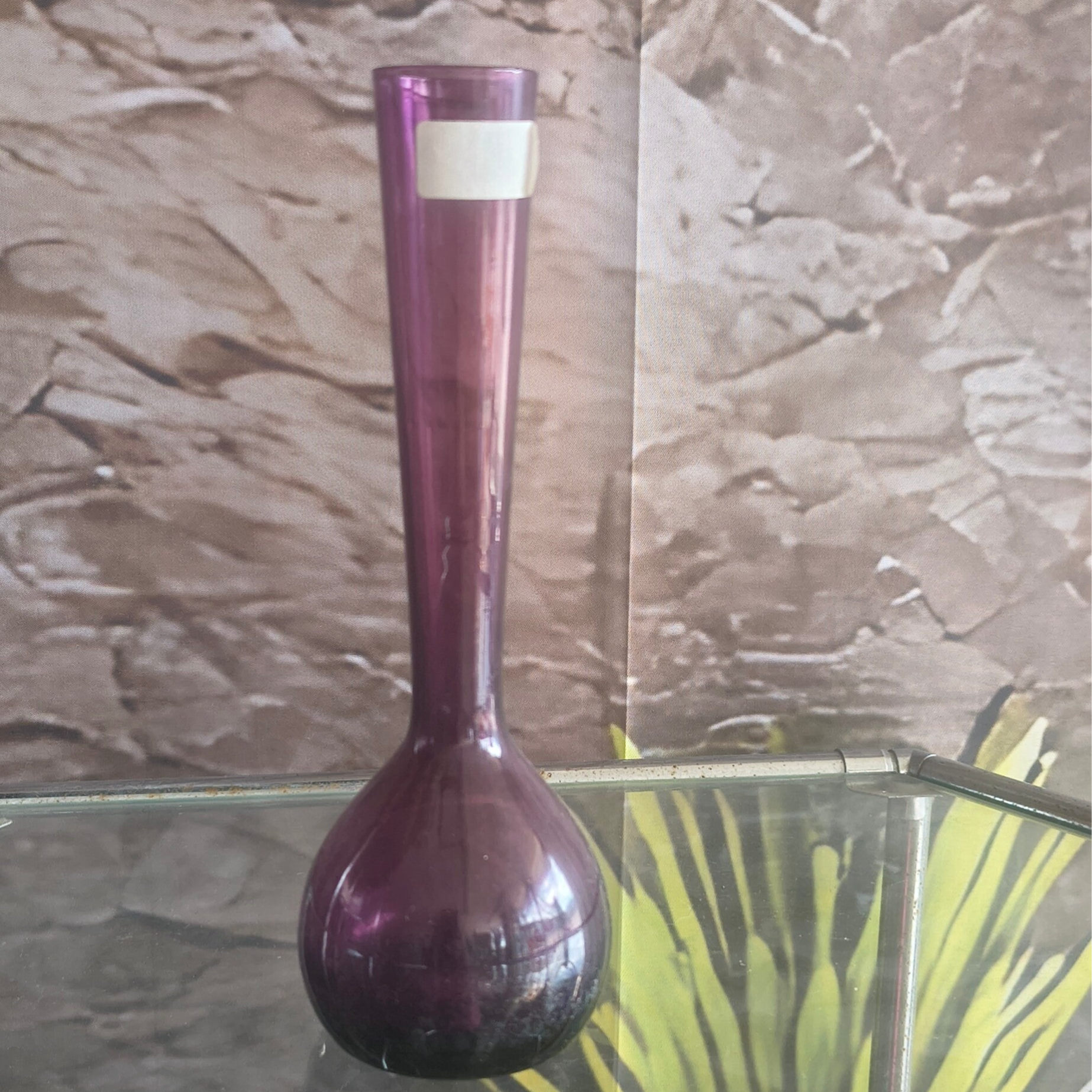 Vintage 7.5" Purple Amethyst Glass Bud Vase – MCM Teardrop Bulbous Solifleur Vase