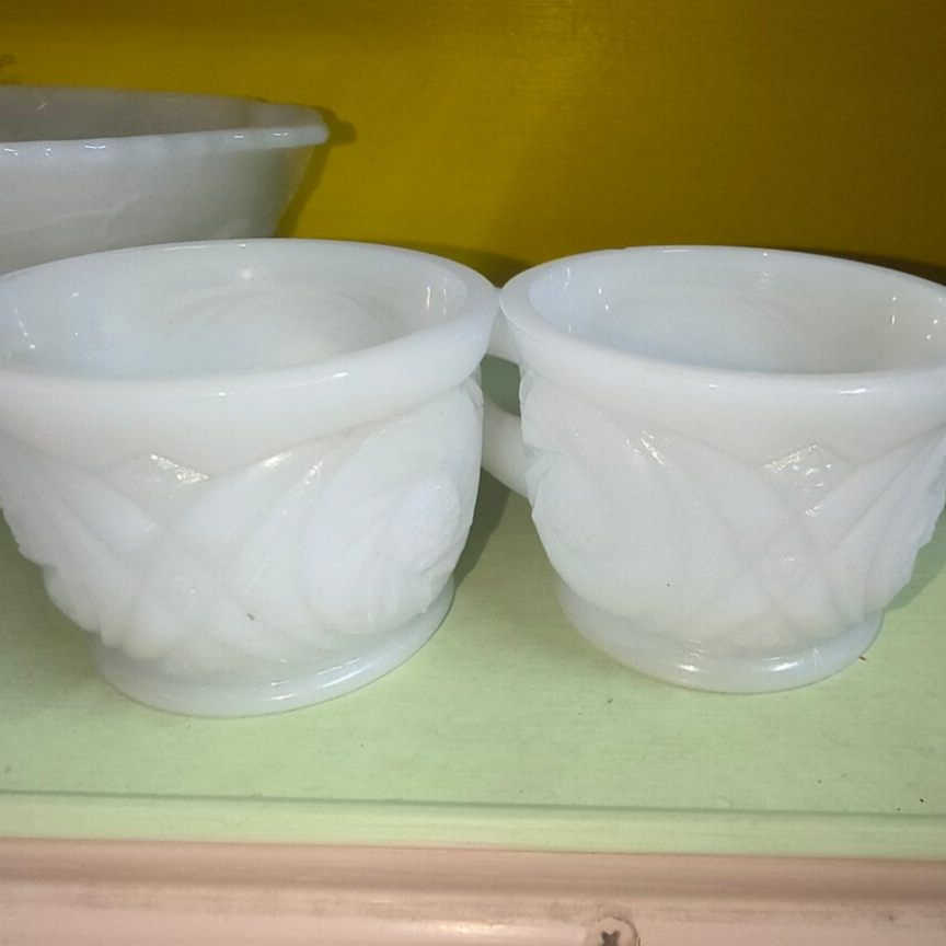 Vintage White Milk Glass Punch Cups – Pair