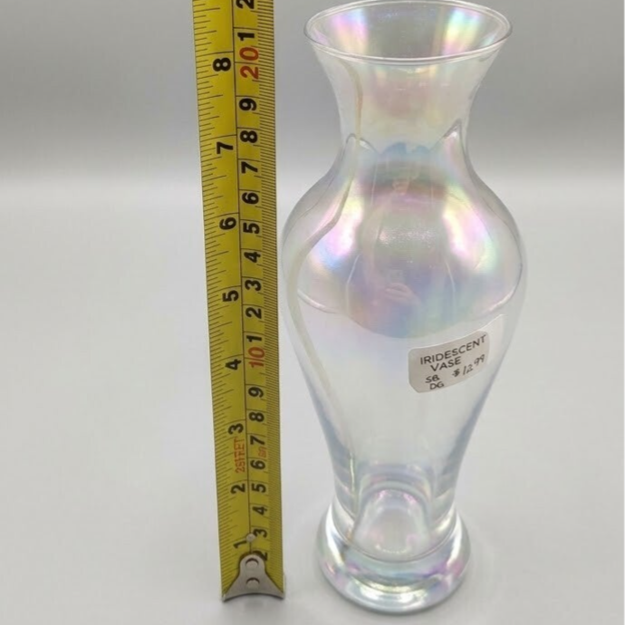 Vintage Style Iridescent Glass Fluted Vase – 8.5"