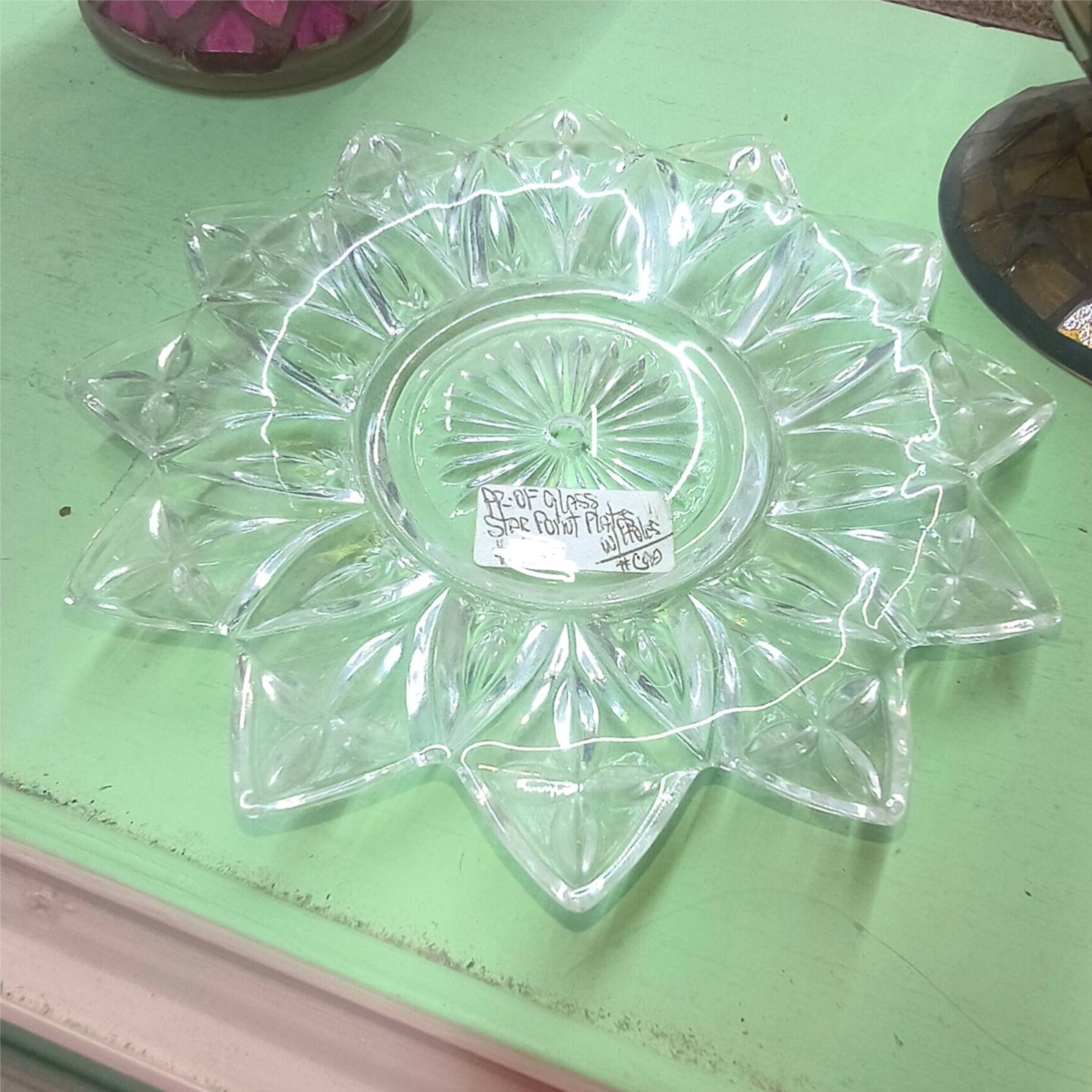 Pair of Vintage Federal Glass "Petal" Starburst Serving Platters