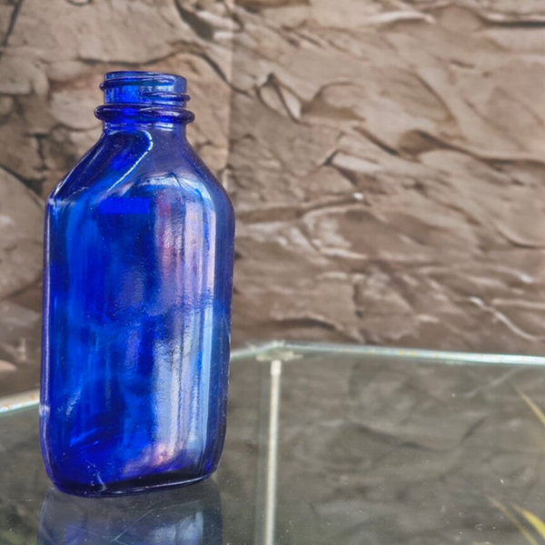 Vintage Cobalt Blue Glass Medicine Bottle (~5.25")