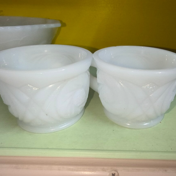 Vintage White Milk Glass Punch Cups – Pair