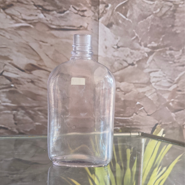 6.5" Clear Glass Flask Bottle – Flat Oval Liquor Medicine Apothecary Bottle