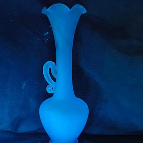 Vintage Frosted Satin Uranium Glass Bud Vase / Ewer