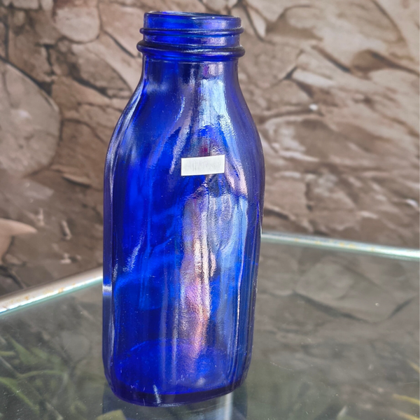 Vintage Cobalt Blue Glass Medicine Bottle (~5.5")