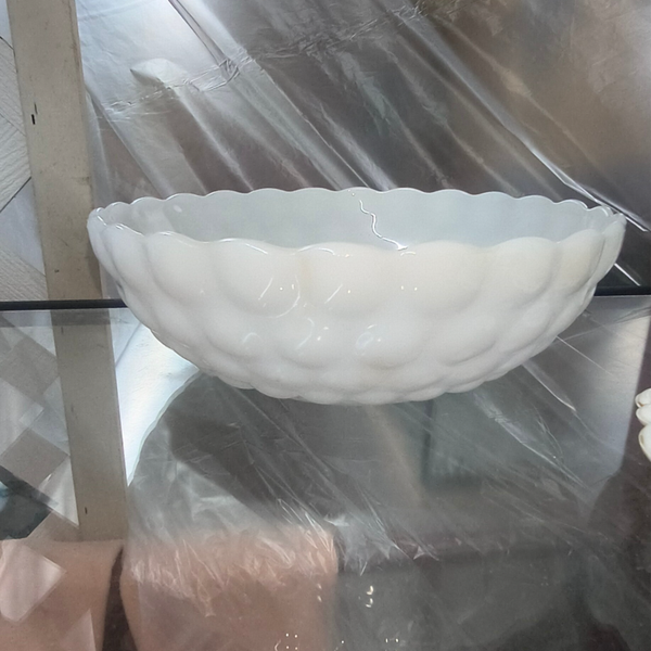 Vintage White Milk Glass Bubble / Bullseye Large Centerpiece Serving Bowl