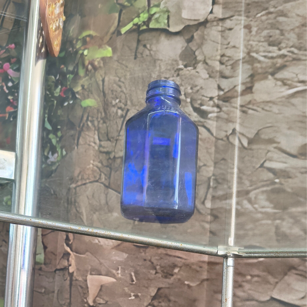 Vintage Squibb Cobalt Blue Glass Medicine Bottle Embossed (~4.25")