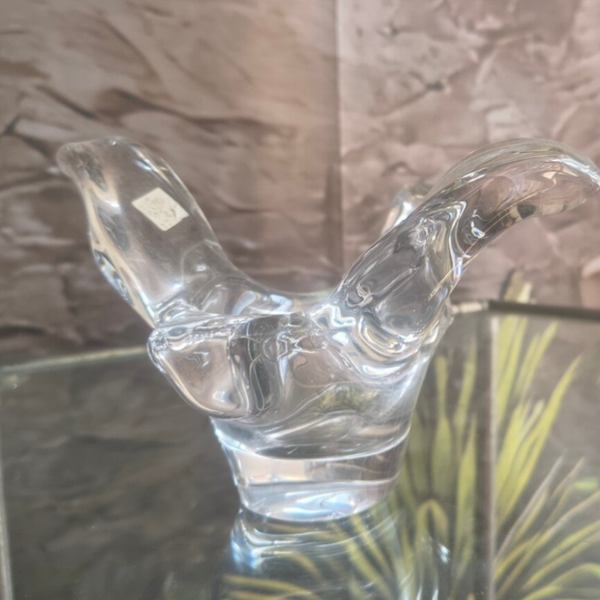 Vintage 6.5" Heavy Clear Art Glass Splash Bowl – Mid-Century Biomorphic Freeform Centerpiece Dish