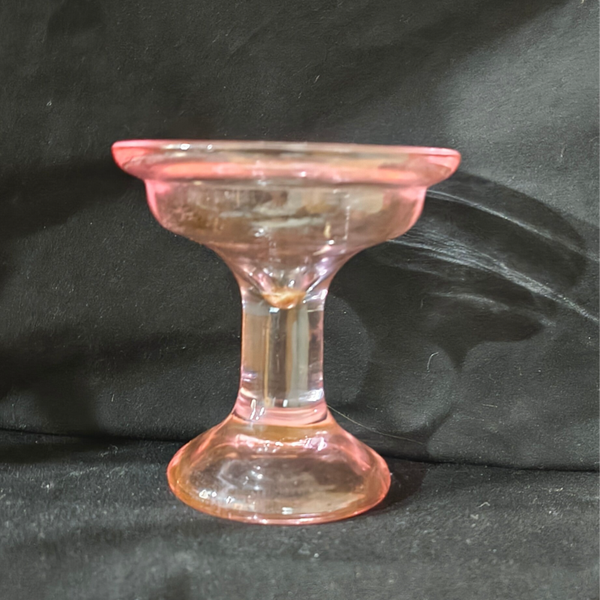 Vintage Pink UV Glow Glass Pedestal Dish / Candle Stand | Selenium Glow