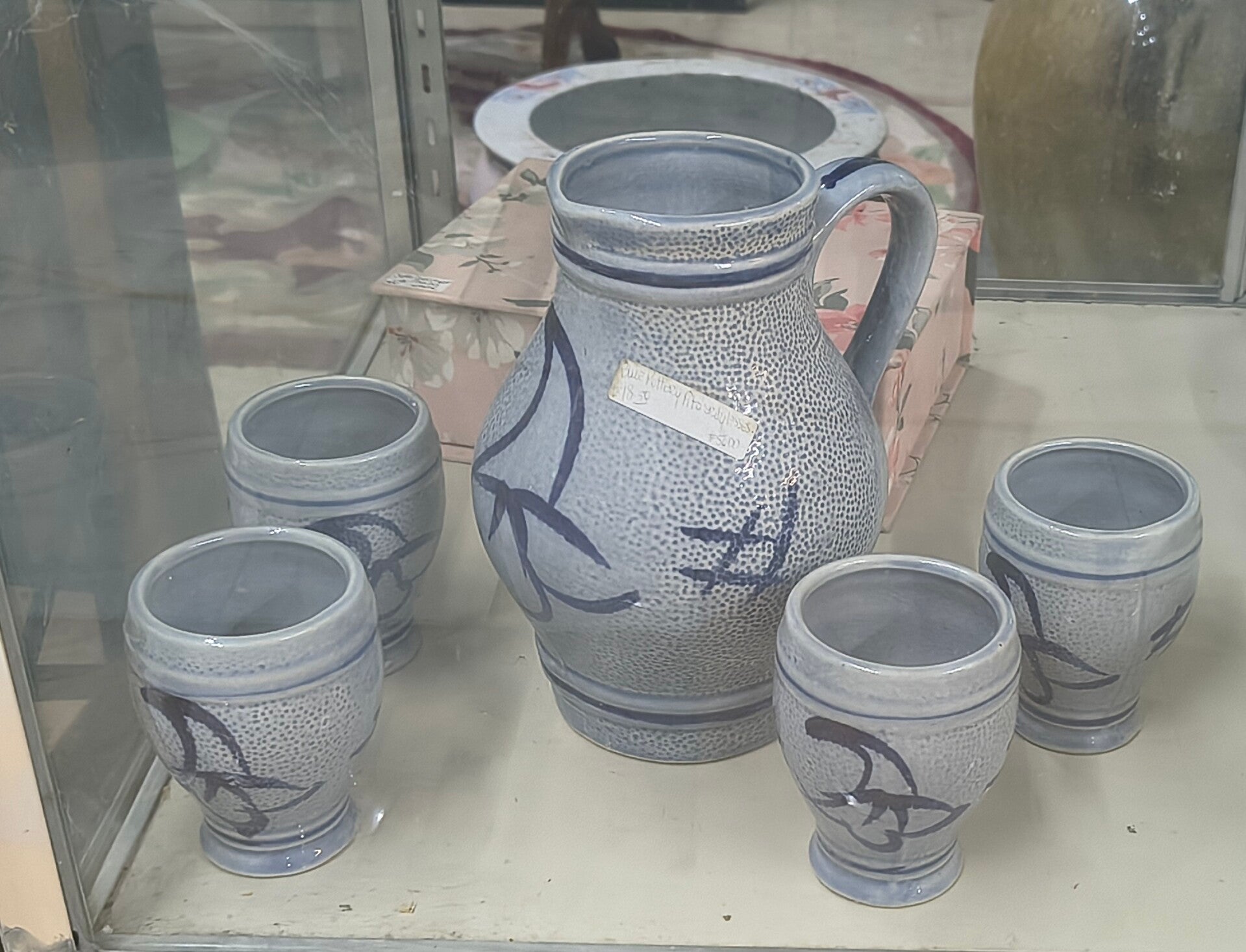 Vintage German Salt Glaze Stoneware Pitcher & 4 Goblet Cups Set – Bembel Cider Wine Set